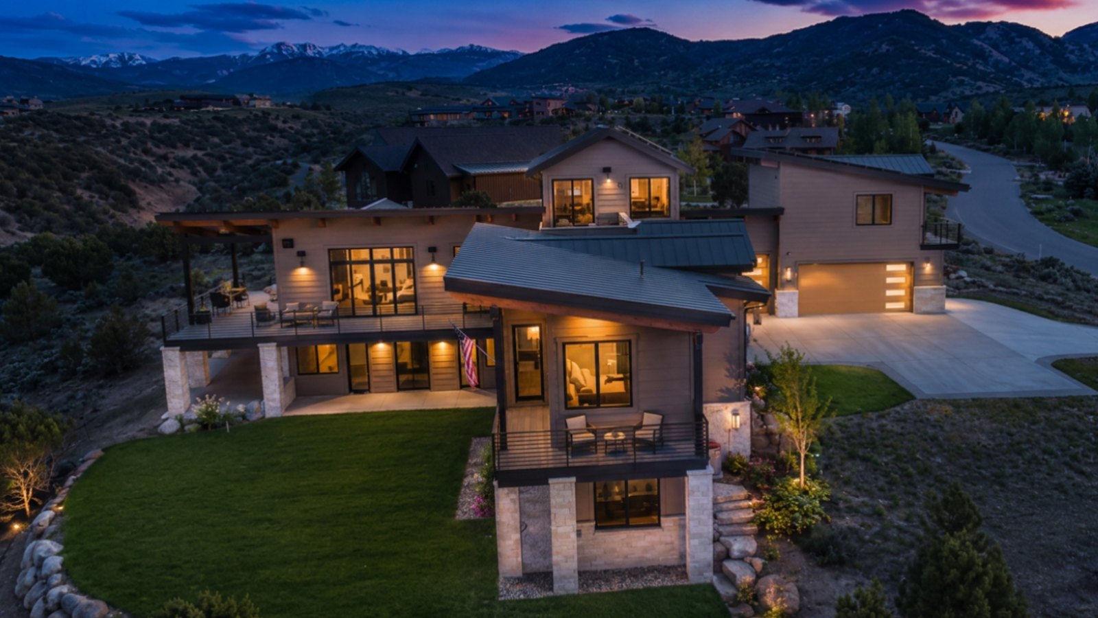 Eagle Ranch Residence — exterior at dusk